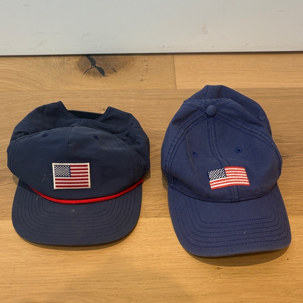 Navy Blue Caps with American Flag Patch